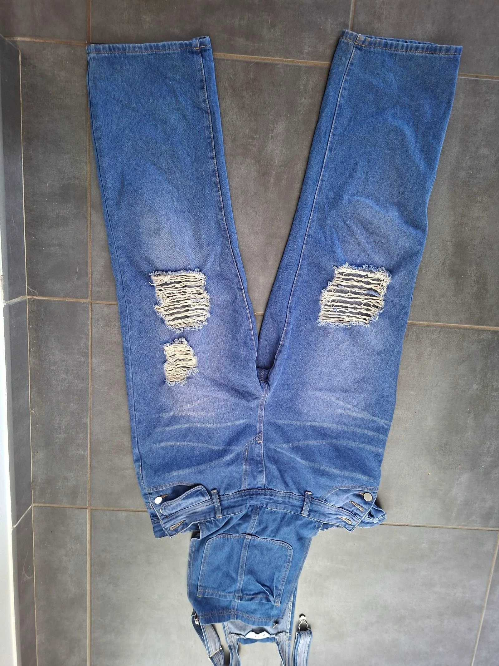 Salopette Jean M L trouée 40 42 oversize